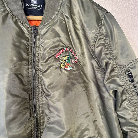 Southpole Bomber Puffer Jacket Military Green Y2K Size L - Picture 3 of 7